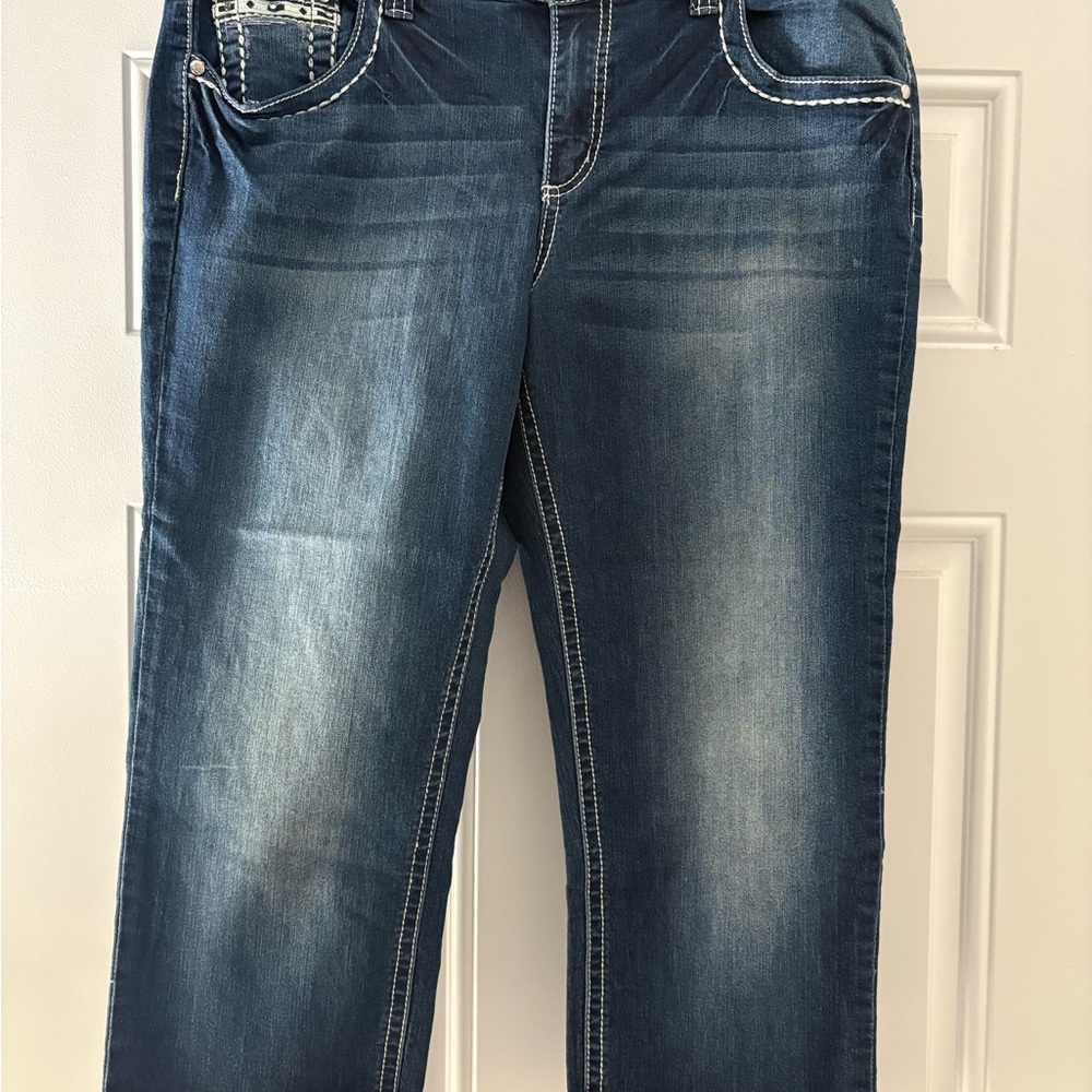 love, Fire Dark Blue Straight Leg Jeans